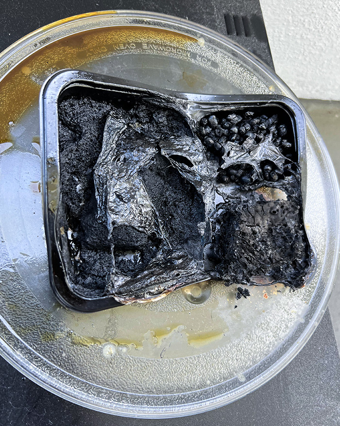 The Result Of Microwaving A Banquet Frozen Dinner For 30 Minutes