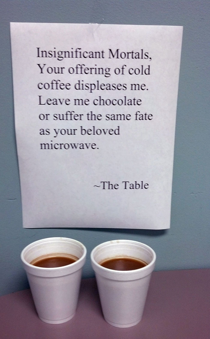 Passive-Aggressive Note Left In The Break Room