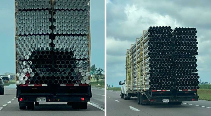 The Way You Can See The Truck Through These Pipes