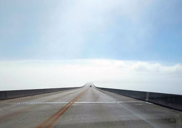 Foggy Morning Appears As If We're Driving Into The Clouds