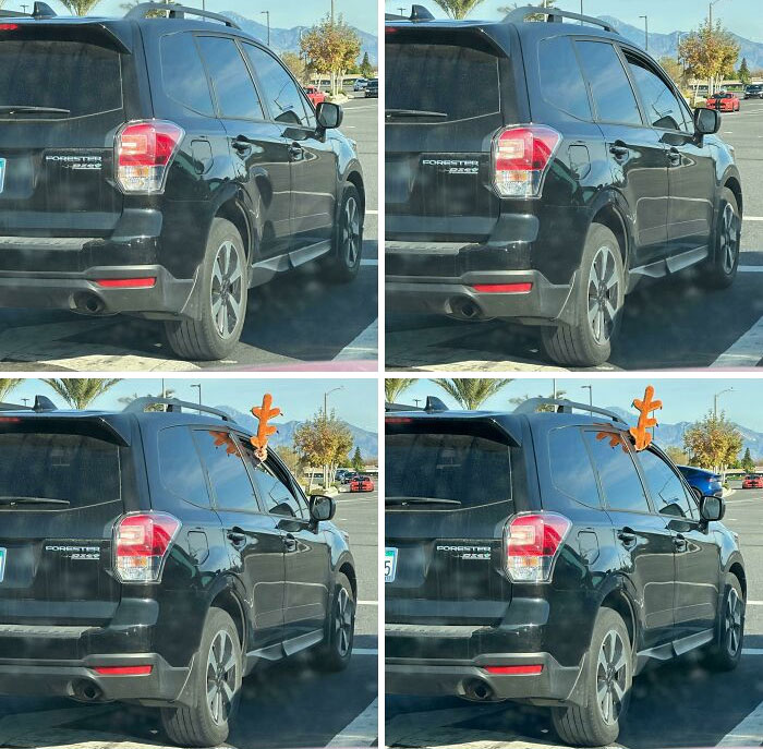 Yesterday I Managed To Witness The Rare And Miraculous Birth Of A Seasonal Reindeer Vehicle While Waiting At A Red Light