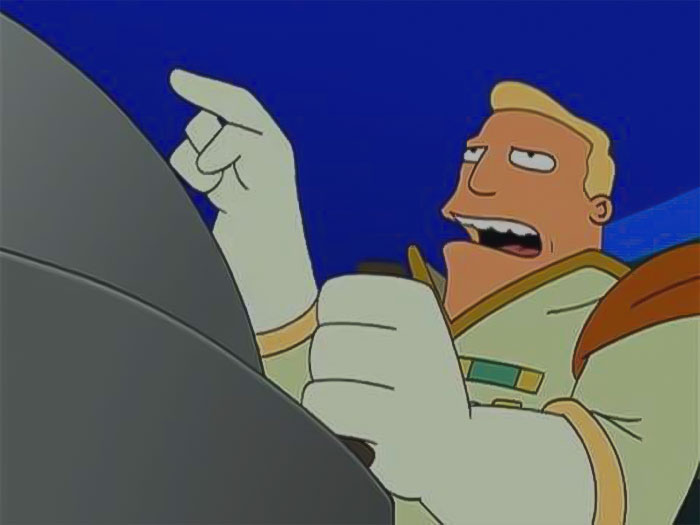 Zapp pointing finger from Futurama