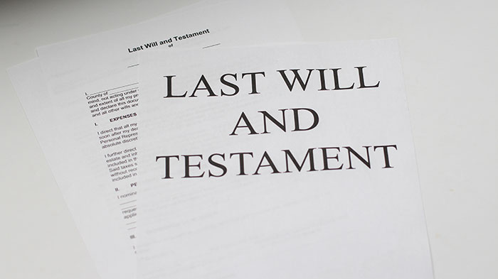 Last will and testament white printer paper