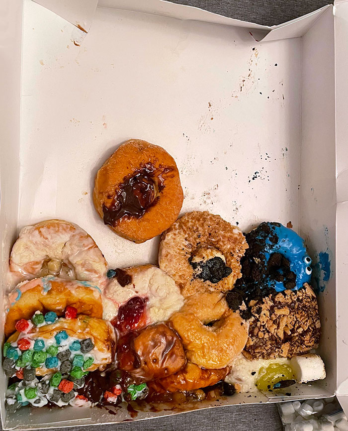 Mi marido lleva los donuts en vertical y acaban así