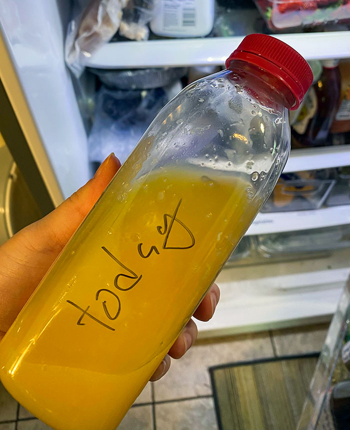 How My Husband Wrote The Date That He Opened This Orange Juice
