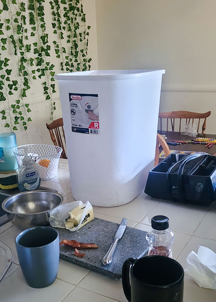 Instead Of Putting A Bag In The Trash, My Husband Puts It On The Counter For Me