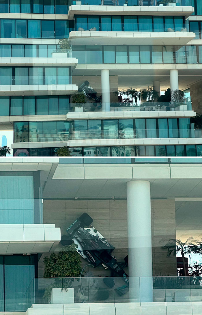 I Like Taking Pictures Of F1 Cars, But I Never Thought I'd Spot One On The Wall Of A Dubai Apartment While On My Work Trip