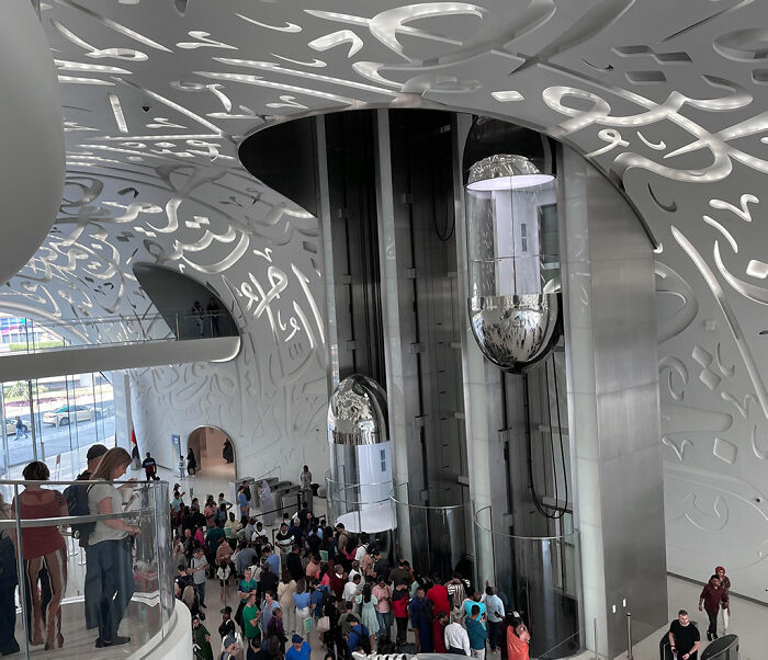 Dubai "Museum Of The Future" With Really Cool Lifts. Thought That Was A Work Of Art
