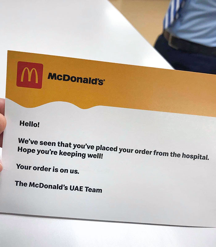 A Nurse In UAE Ordered Food From A Hospital And Got This Letter