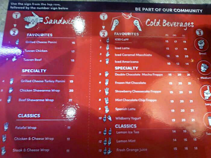 My Local Tim Hortons (Dubai, UAE) Having A Menu Showing You How To Use Sign Language For Hearing-Impaired Staff