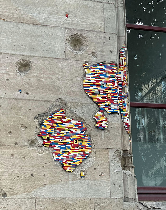 I Visited Rouen Yesterday And Discovered WW2 Damage To The Town Hall Has Been Repaired With LEGO