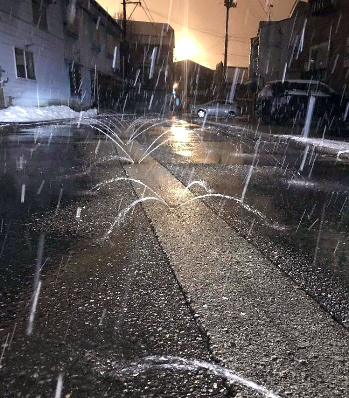 These Sprinklers On The Road Near The Ski Resort I'm At In Japan To Keep The Road From Freezing Over (Salt Water If You Were Wondering)