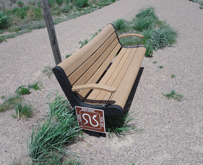 Enough Rattlesnakes Have Visited This Bench That They Had To Put Up A Warning Sign