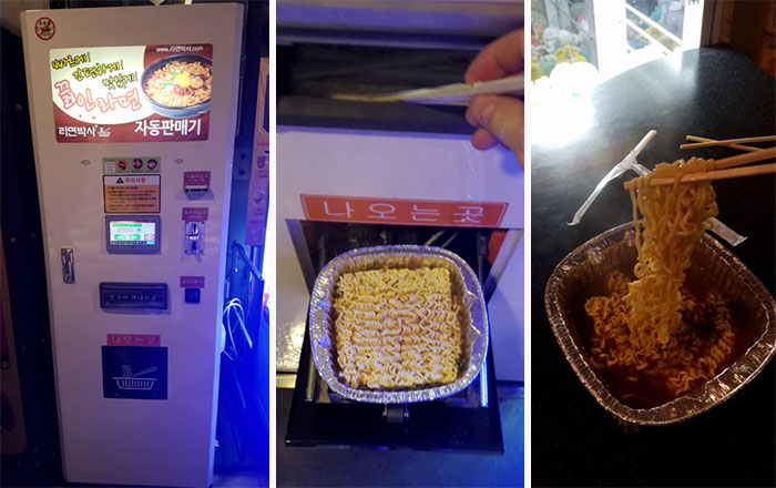 Person using Automatic ramen dispenser
