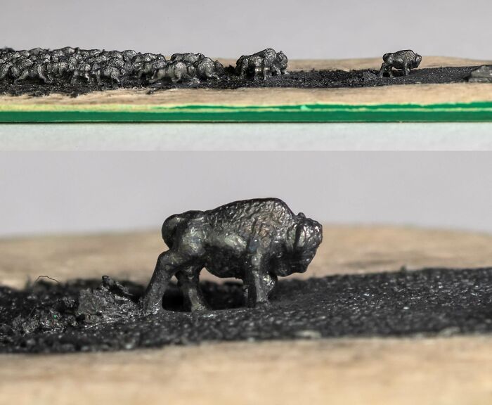 I Carved A Herd Of Bison From A Pencil Graphite