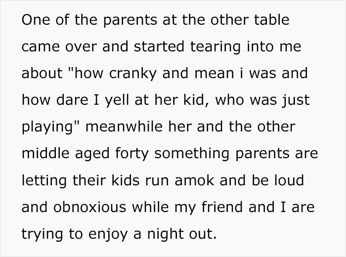 Entitled Parents Let Their Kids Run Around A Restaurant Until One Grabs A Stranger's Legs And Gets Yelled At Entitled Parents Let Their Kids Run Around A Restaurant Until One Grabs A Stranger's Legs And Gets Yelled At