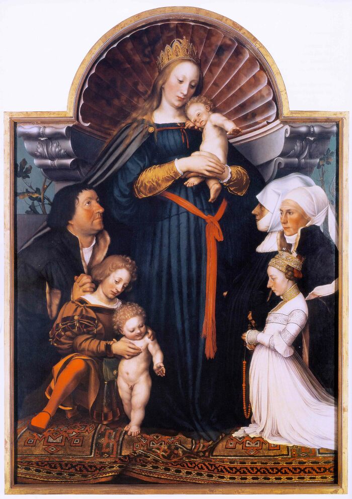 Darmstadt Madonna by Hans Holbein, 1526, oil on wood, religious work
