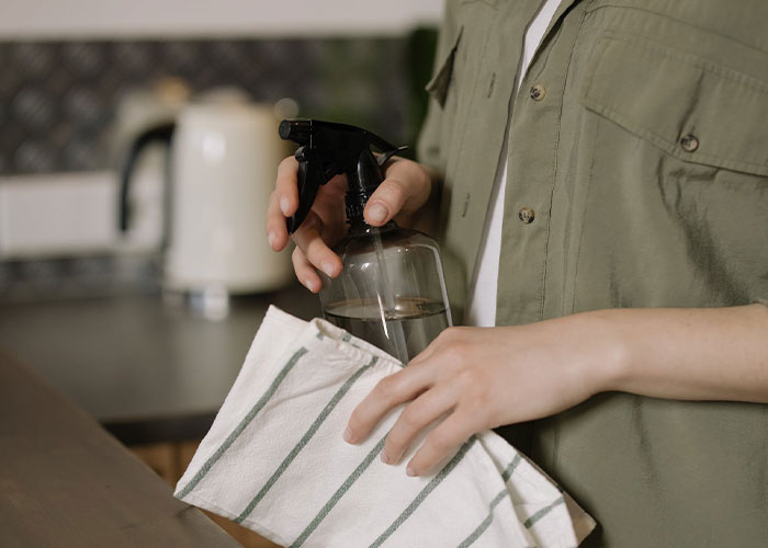 Woman holding spray bottle