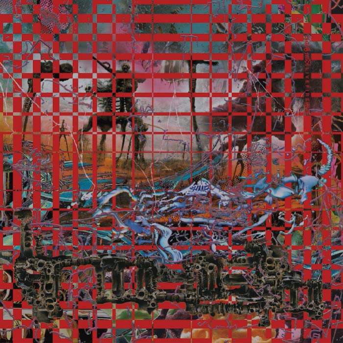 black midi - Sugar/Tzu (Live Fire) song cover - abstract image with red vertical and horizontal lines