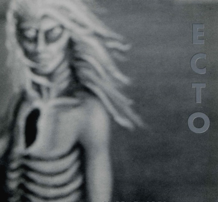 Ecto by Happy Rhodes music album cover - an alien person with long hair in a grayscale atmosphere