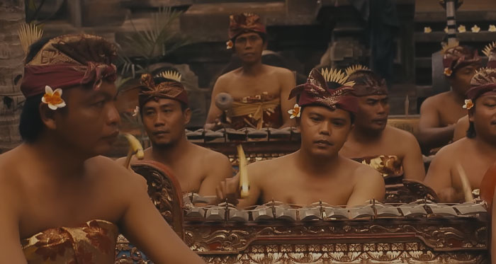 Scene from Sound Tracker - Gamelan (Indonesia) music video, Indonesian people playing music