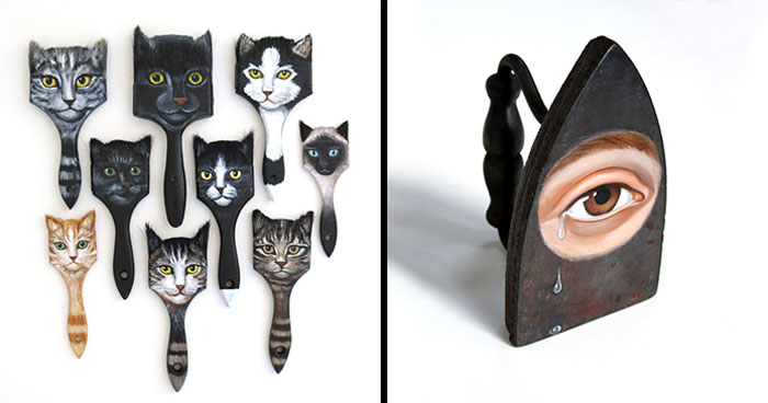 36 Old Everyday Objects Upcycled Into Artwork After I Paint Unique Faces Onto Them