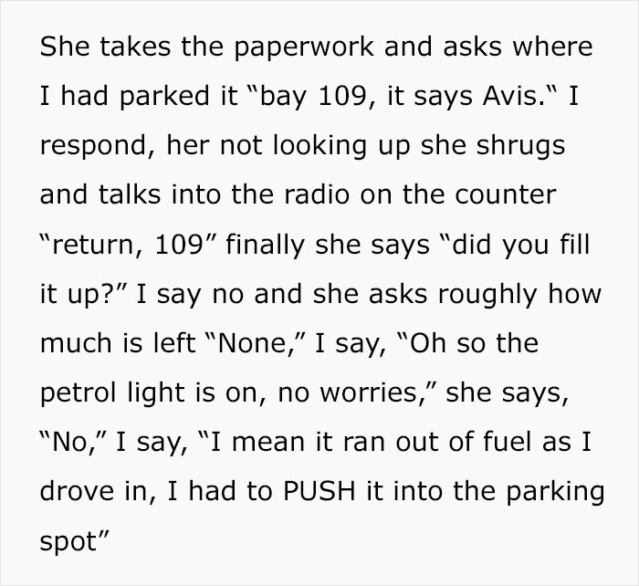 "Return The Car Empty. Done": Guy Maliciously Complies With Car Rental’s Rules "Return The Car Empty. Done": Guy Maliciously Complies With Car Rental’s Rules