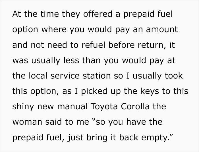 "Return The Car Empty. Done": Guy Maliciously Complies With Car Rental’s Rules "Return The Car Empty. Done": Guy Maliciously Complies With Car Rental’s Rules
