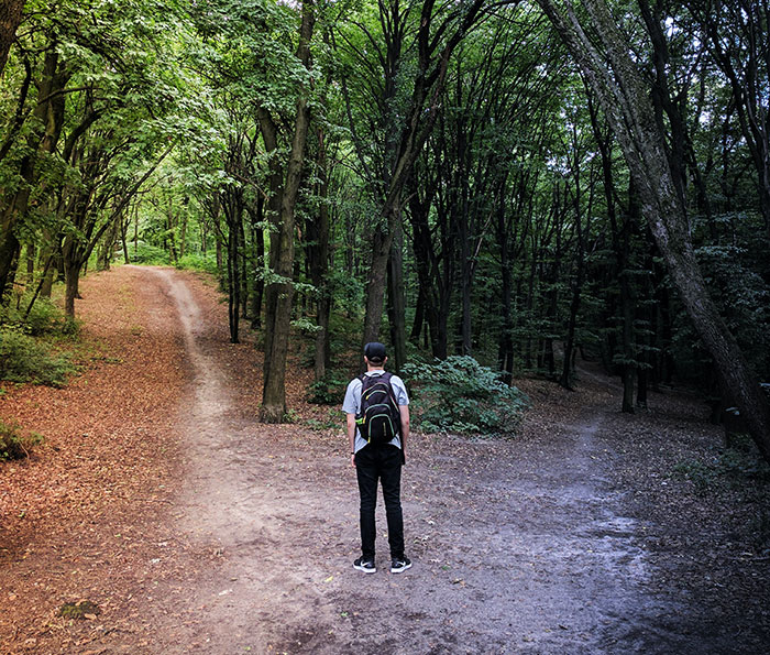 Man standing int the forest