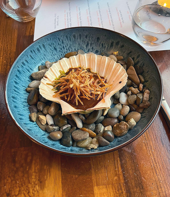 Actually A Really Nice Chocolate Tart, Not Sure It Needed To Be Served In A Bowl Of Rocks Though