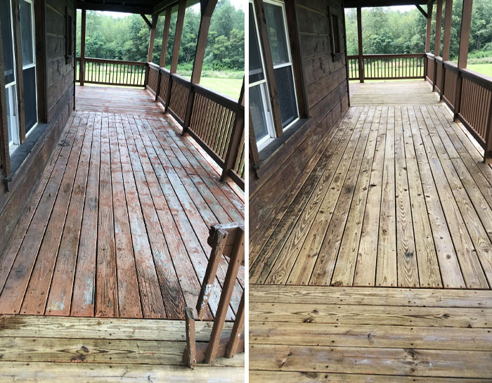 Very Old Deck Paint Coming Off To Make Room For A Clear Stain
