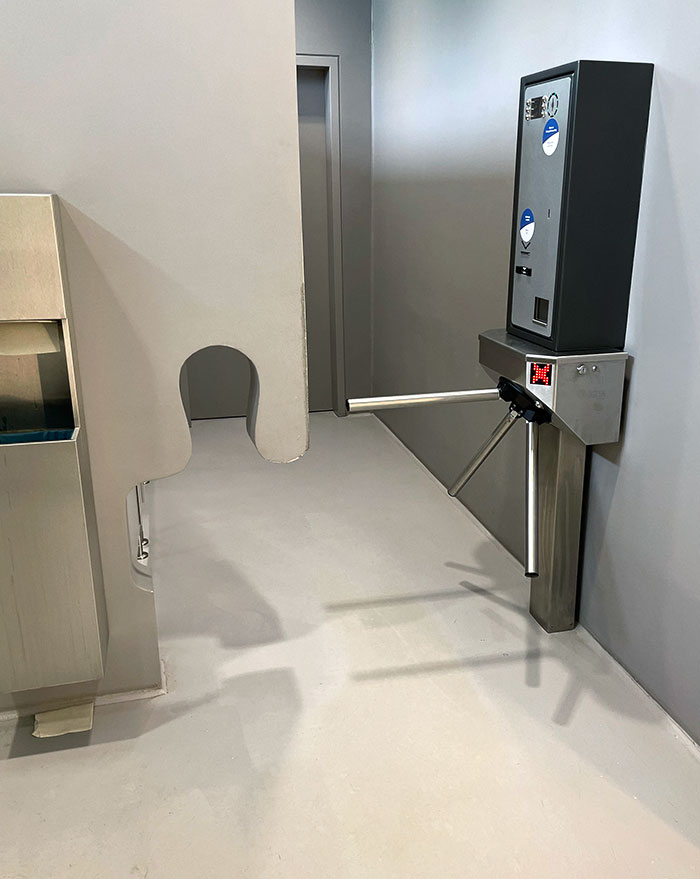 I Had To Pay 50 Cent To Use The Restroom, But There's A Cutout For Kids To Use It For Free