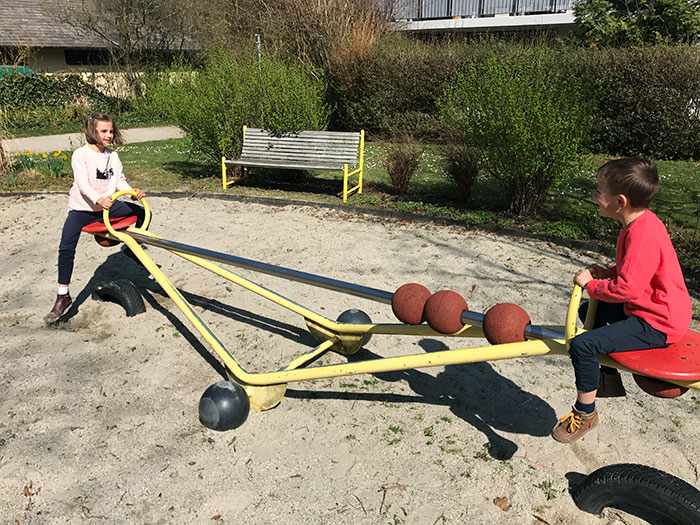 This See-Saw Has Sliding Weights So Different-Sized Kids Could Play Together