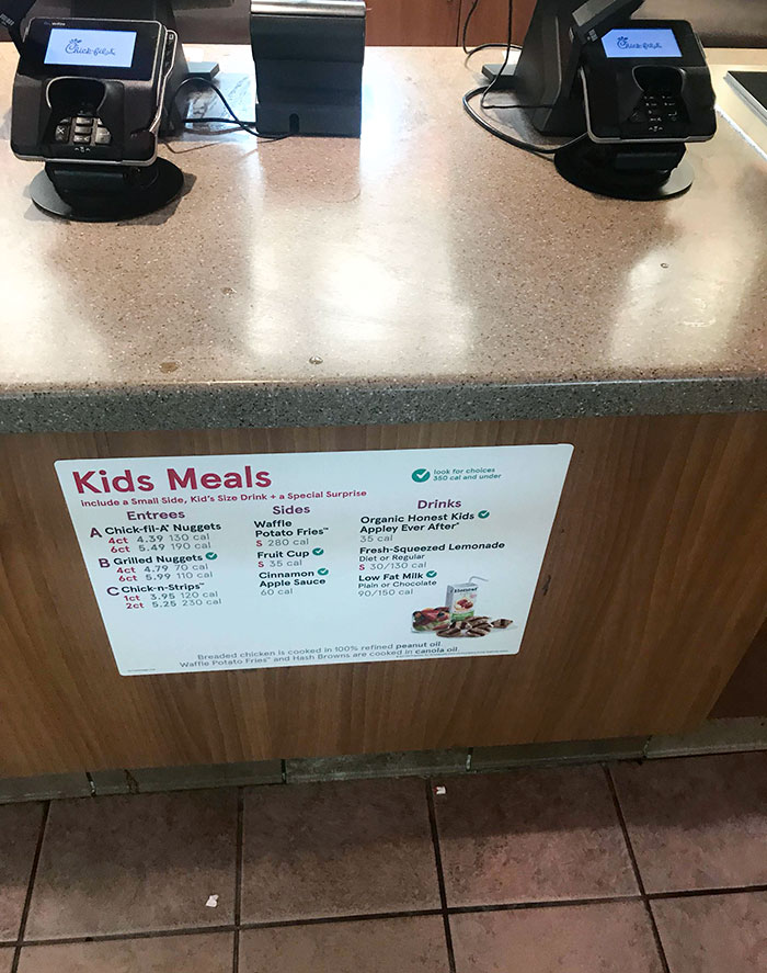 This Kid's Menu At Chick-Fil-A Is At Kid's Eye Level