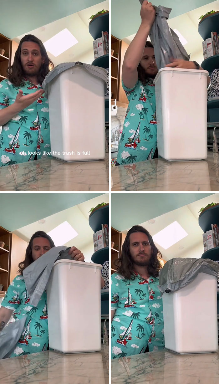 The Entire Roll Of Trash Bags Is Supposed To Go Inside The Trash Can