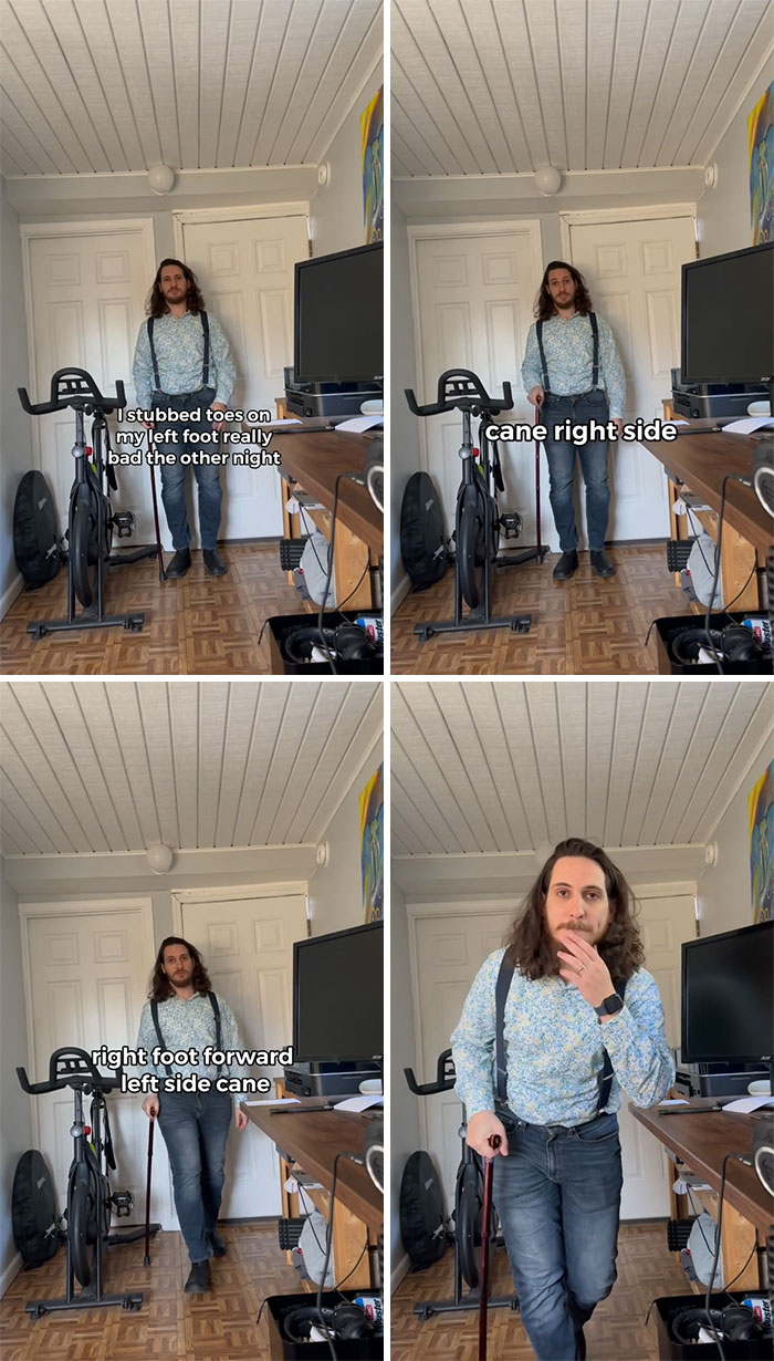 You Hold Your Cane On The Opposite Side Of Your Hurt Leg