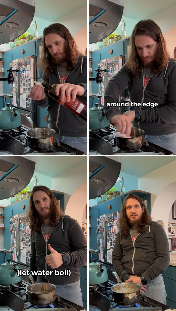 Cooking Oil Around The Rim Of The Pot Stops It From Boiling Over