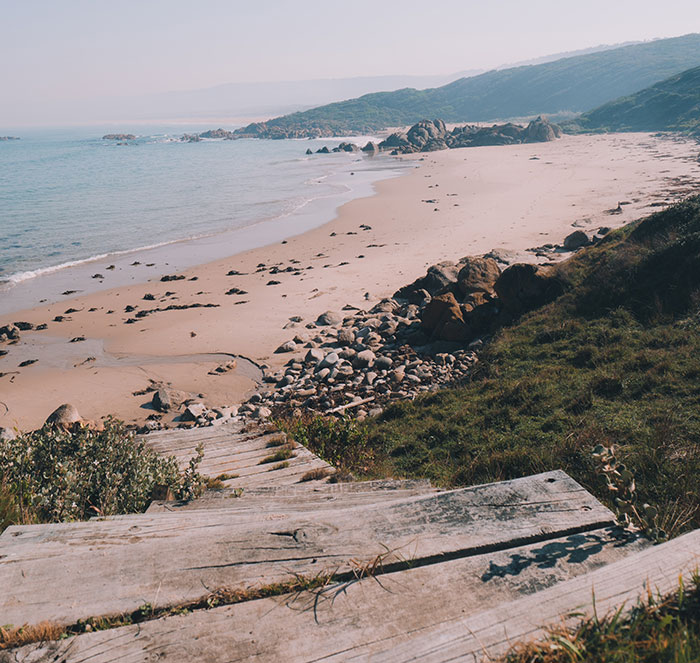 Beach with mountains in Gippsland, Australia