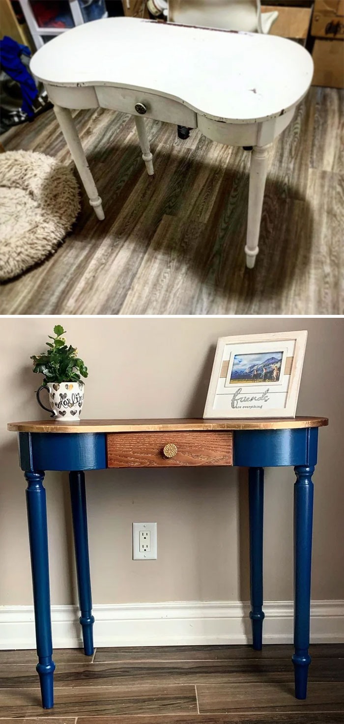 Found A Little Table On Fb Marketplace With So Much Potential. As A First Furniture Painting Project I’m Pretty Happy With The Result!