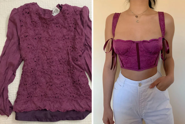 I Made A Bridgerton Inspired Bustier From A Vintage Silk Blouse. The Corset Top Has Cups And Is Boned With Spiral Steel Boning. I Added Fusible To The Silk Fabric To Give It More Structure. I Loved How It Turned Out!