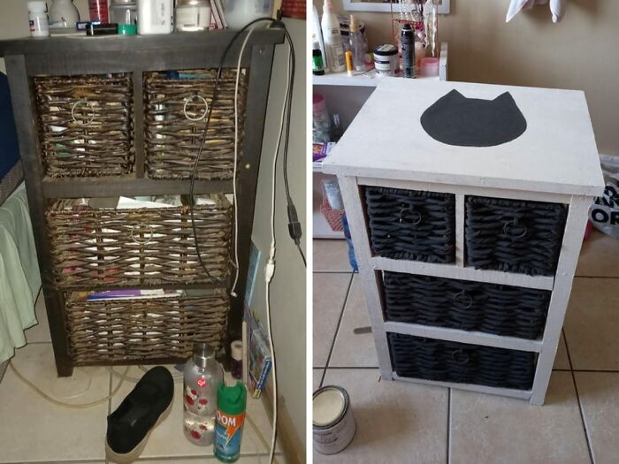 First Time Posting Here, But I'm Pretty Proud Of What I Did With This Old Thing. First Picture Is From Aunt's Room (Sadly I Live With People Who Doesn't Care About How Bad It Looks)...but I Took This Thing For Myself And Painted It. My Room Looks Messy, So I Apologize