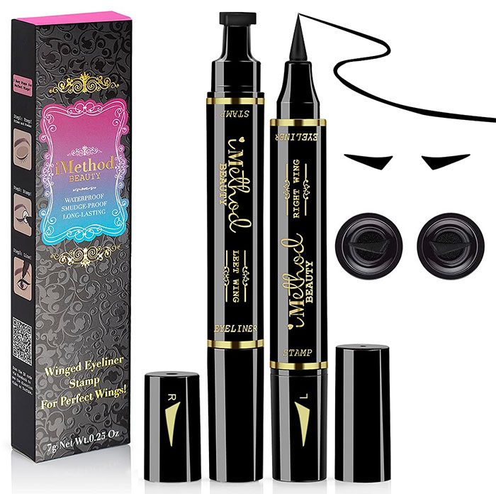 eyeliner stamps on the background of the package