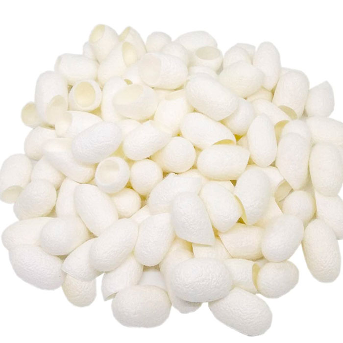 a white natural silk ball cocoons