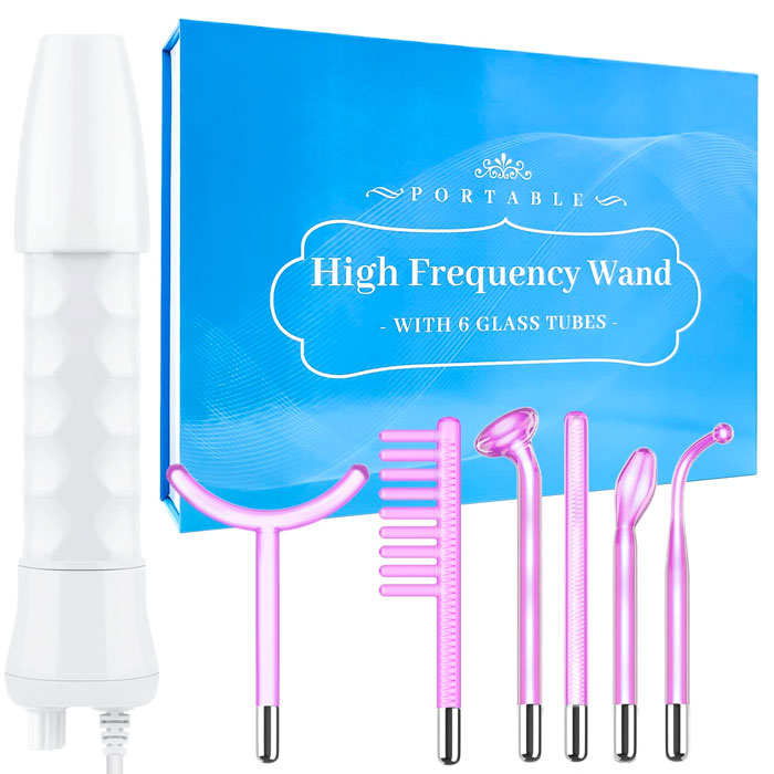 facial wand with different nozzles near the package