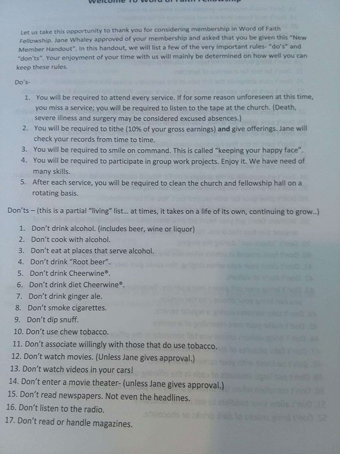 Local Cult Has 150 Rules For Their Members, The List Goes Viral On Twitter