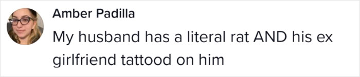 Amber Padilla expresses regret over husband's tattoos of a rat and ex-girlfriend.