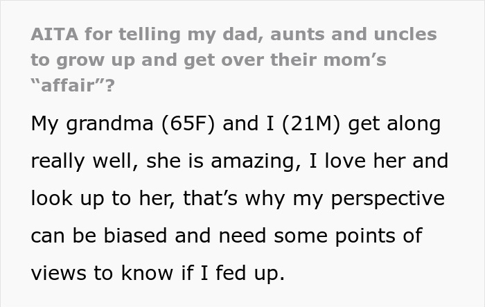 Guy Tells His Entire Family To "Grow Up" After They Got Mad At His 65 Y.O. Grandma For Having A Boyfriend And "Cheating" On Their Dad
