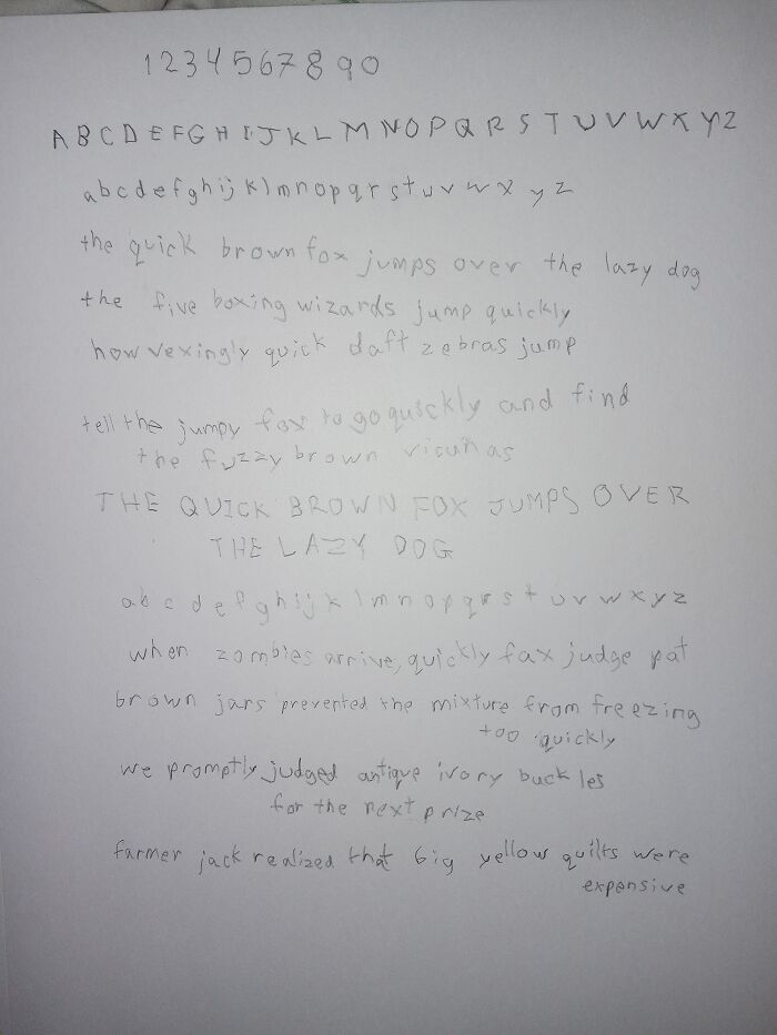 Teaching Myself To Write With My Left Hand (I'm Right Handed) Because I Can't Currently Use My Right Hand. I'm Writing A Bunch Of Pangrams Because It's An Easy Way To Practice Writing All The Letters Without Just Writing The Alphabet A Gazillion Times