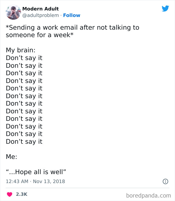 When It's More Of A Serious Email: "Trust All Is Well"