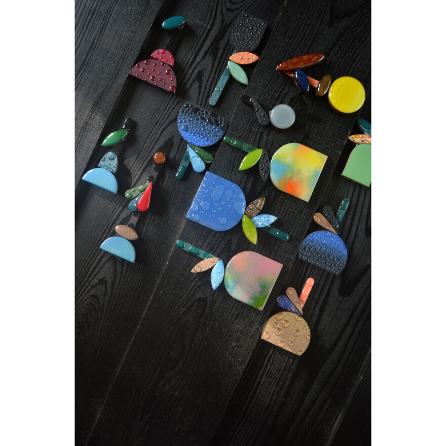 Geometric Flowers - Wooden Brooches